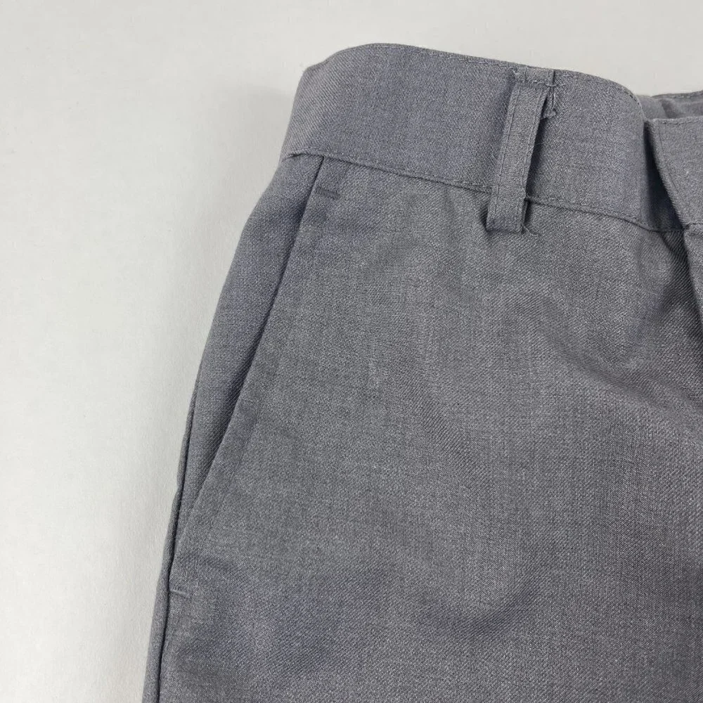 Dress Pants Boys Gray Flat Front Hook And Loops Pockets